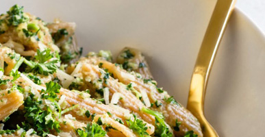 Lentil Pasta with Kale Pesto